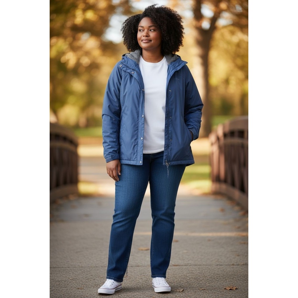L.L.Bean Women's Blue WARM Fleece Zip Jacket SZ 2X Reg RN# 71341 Zipper Pockets